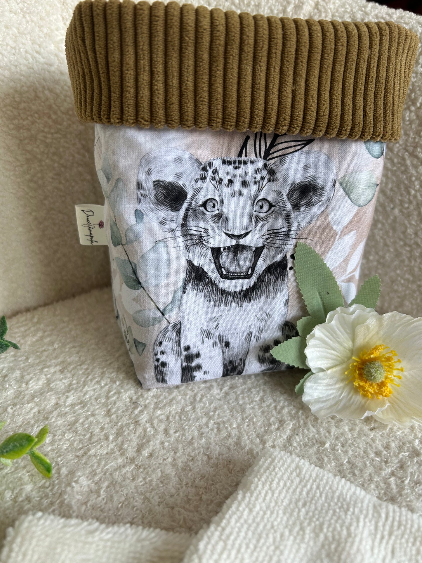 Panière tissu taille M – Thème animaux « lion »