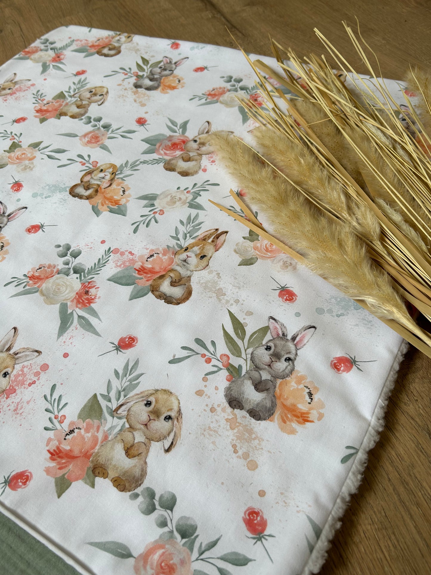 Douce couverture de naissance lapin sherpa– 70x60 cm