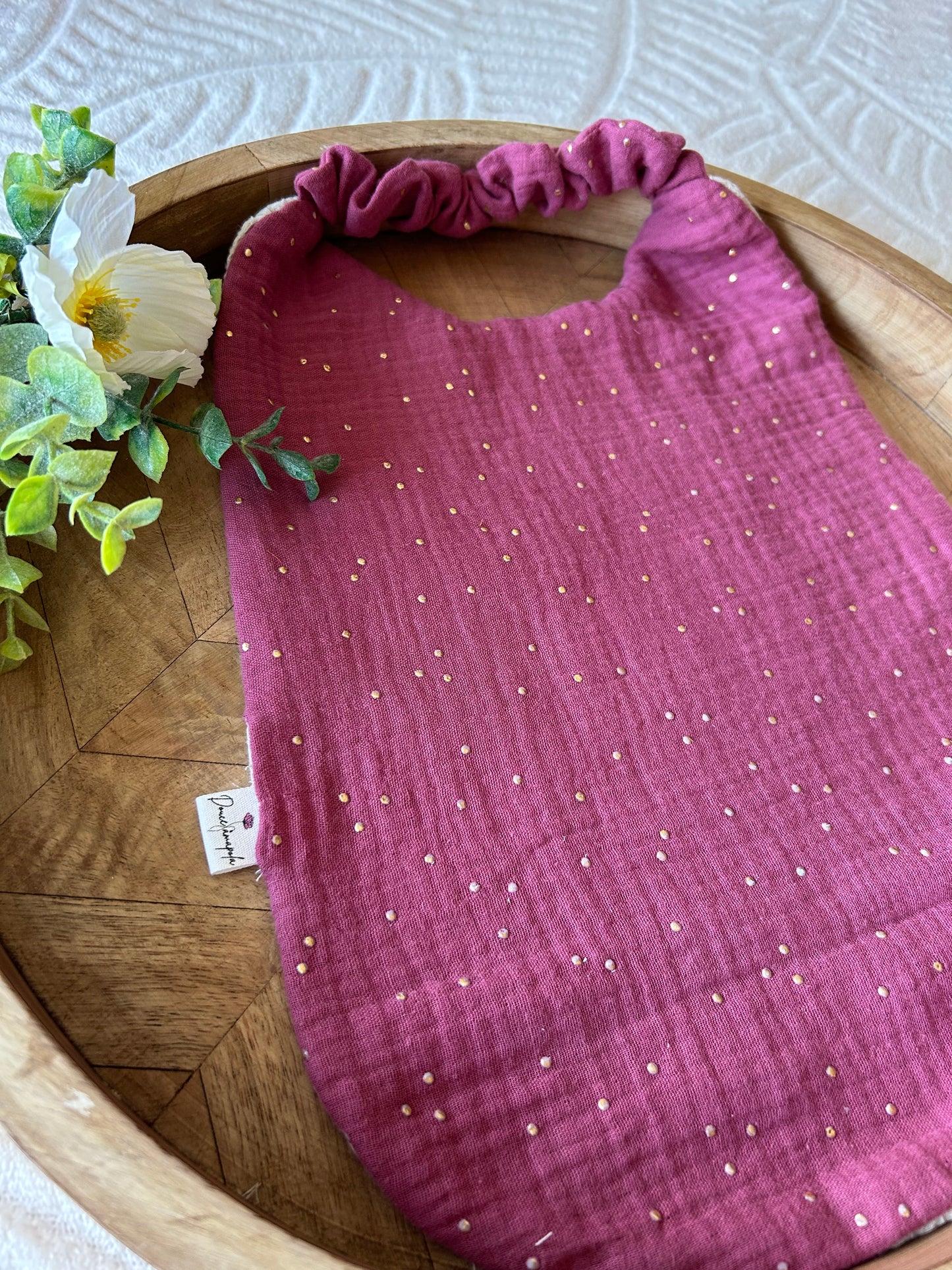 Bavoir élastique taille L « cerise doré »
