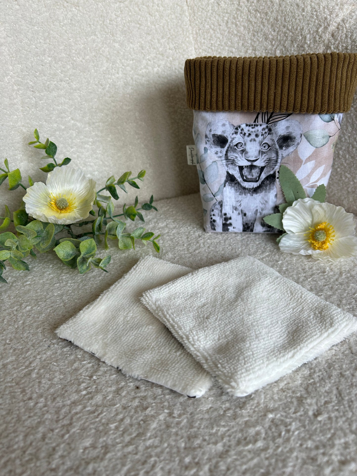 Panière tissu taille M – Thème animaux « lion »