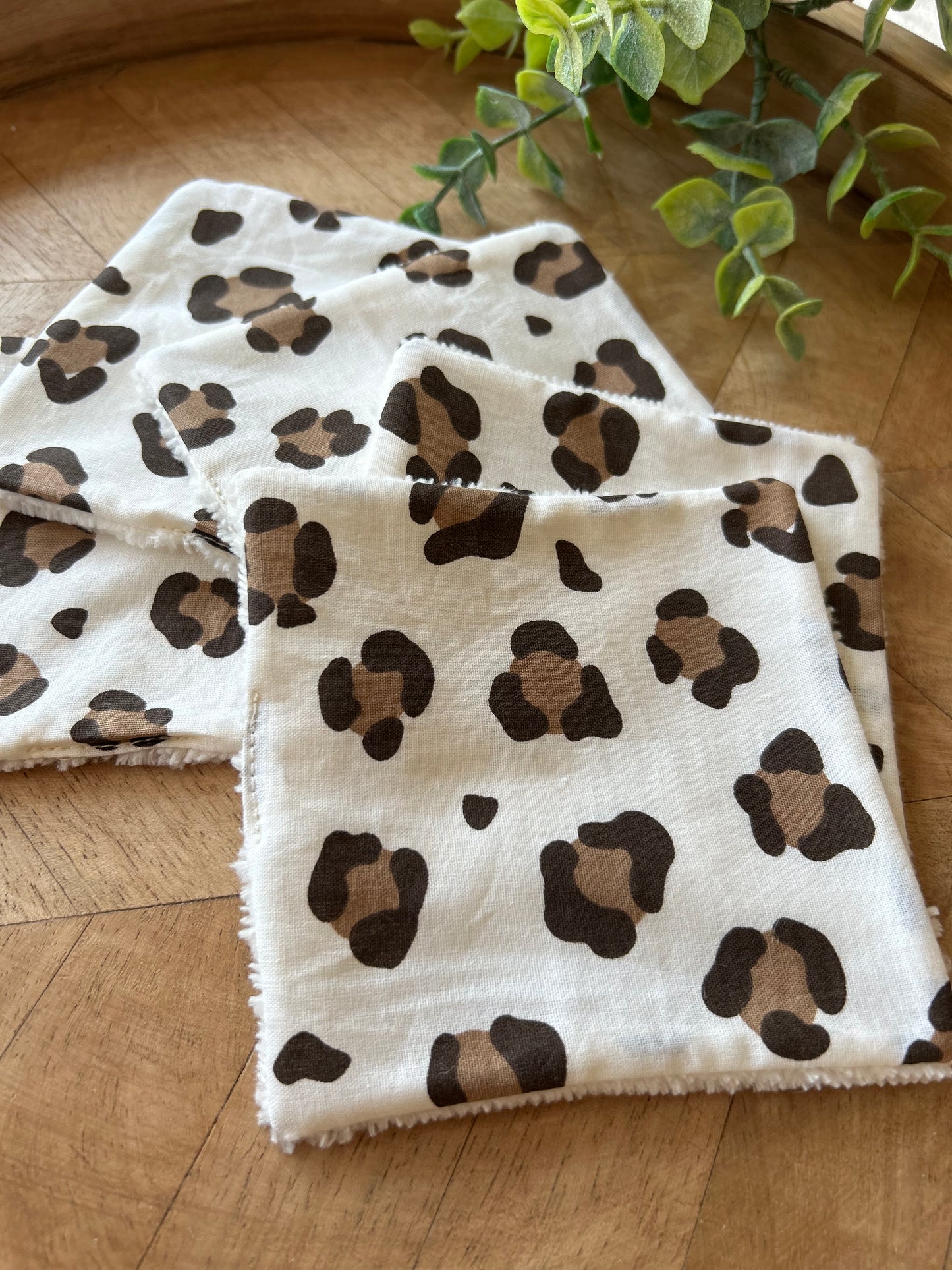 Lingettes démaquillantes lavables « Léopard marron »– Lot de 5
