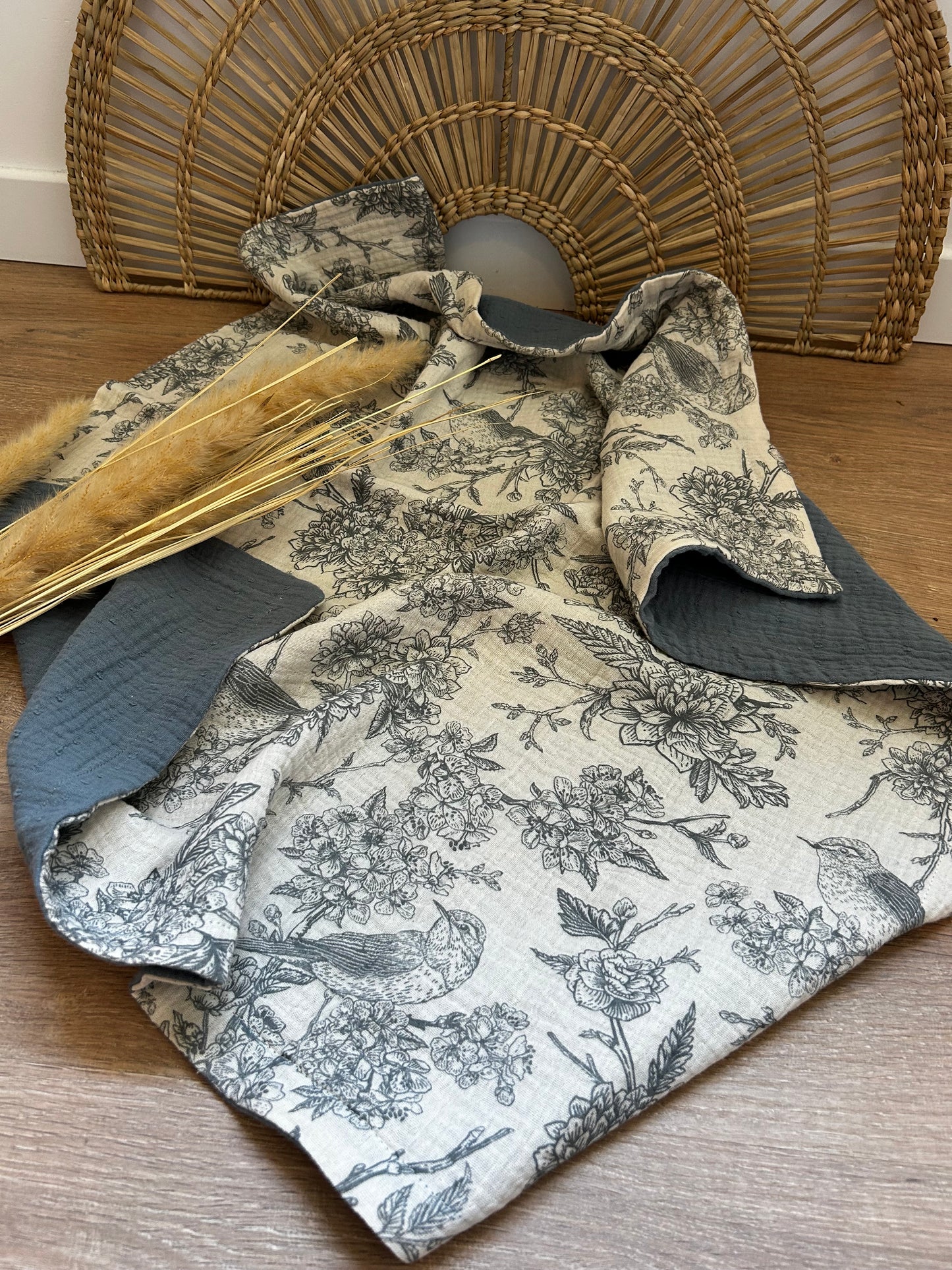 Douce couverture de naissance petits oiseaux – env. 70x60 cm