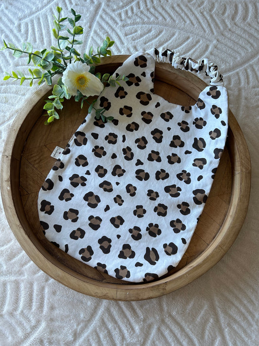 Bavoir élastique taille L « leopard marron »