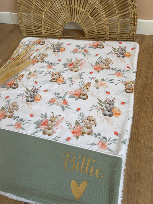 Douce couverture de naissance lapin sherpa– 70x60 cm