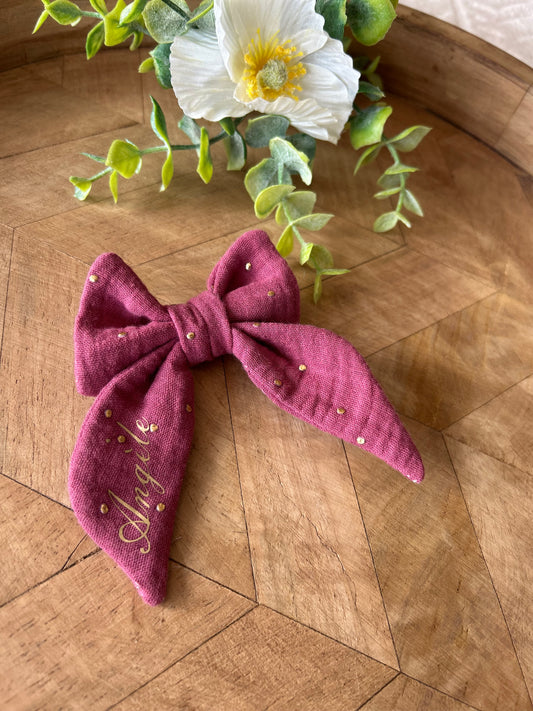 Pince à cheveux noeud cerise doré