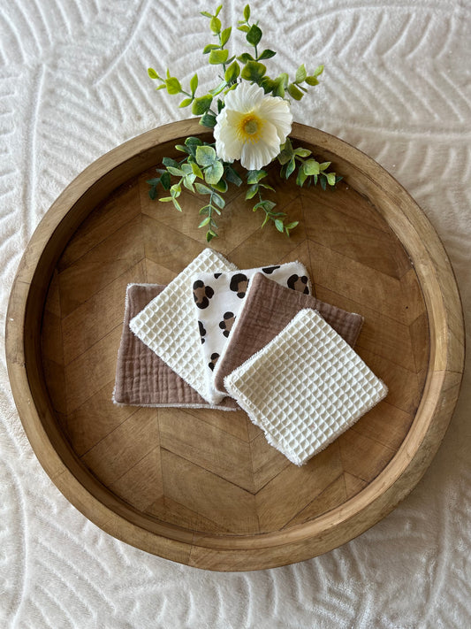 Lingettes démaquillantes lavables « Mixte léopard »– Lot de 5