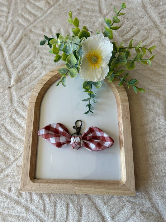 Porte clef noeud à carreaux taille S ou M (personnalisable)