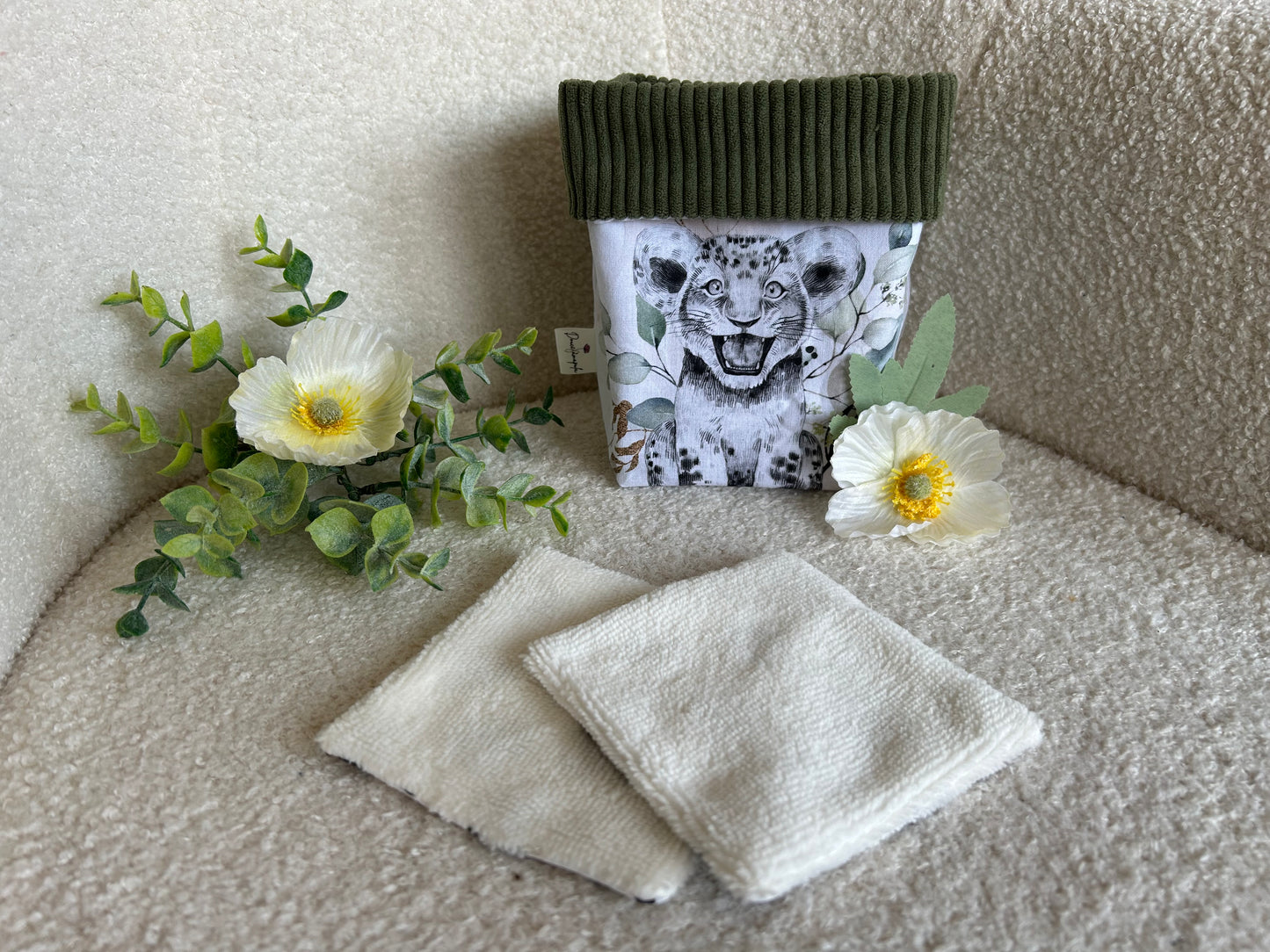 Panière tissu taille M – Thème animaux « lion »
