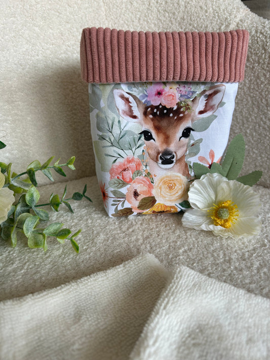 Panière tissu taille M – Thème animaux « biche »