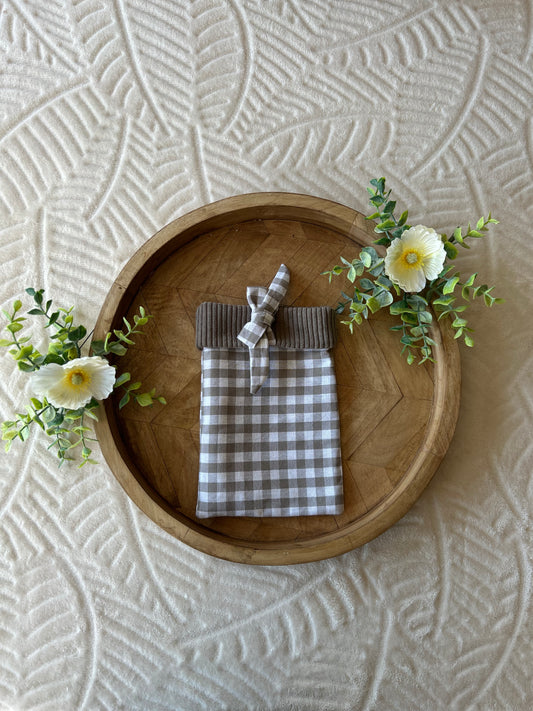 Protège livre de poche « damier taupe »
