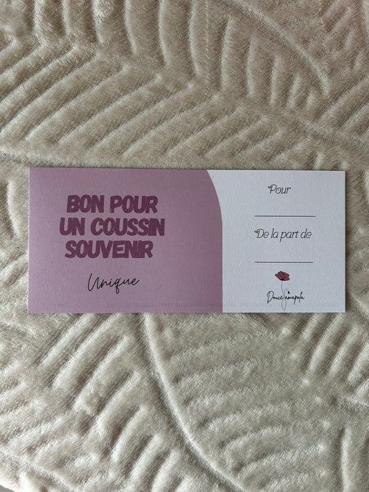 Bon cadeau coussin déco souvenir